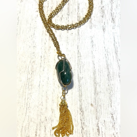 Vintage Wire-Wrapped Polished Semi-Precious Stone Necklace - Picture 3 of 4